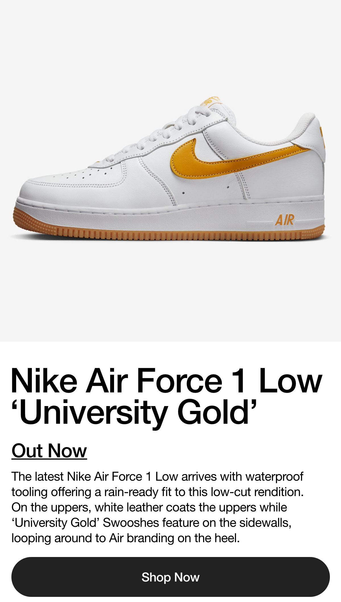 nike air force 1 low university gold